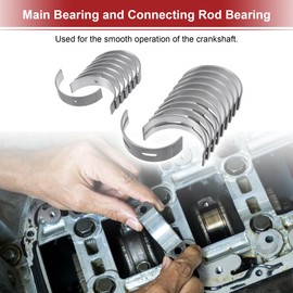 X AUTOHAUX Main Bearing and Connecting Rod Bearing Kit No.1170475031/1304175050 for Toyota Tacoma 2005-2018 Engine Crankshaft Rod Bearing Metal Silver Tone 18Pcs