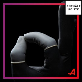AMPRI Latex Fingerlinge, 100 Stk im Beutel, Größe L, Size 4, Med-Comfort: gerollter Fingerschutz aus Latex in den Größen S, M, L, XL erhältlich