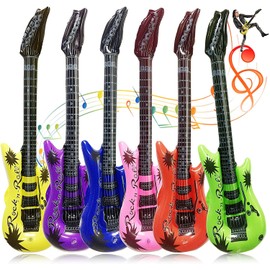 Inflatable Guitar,Waterproof Party Props Guitars,36In Reusable Inflatable Guitar Toys,Assorted Color Guitar Inflatable for Kids Birthday,Decor,Karaoke Themed Party,Rock and Roll Party Favors
