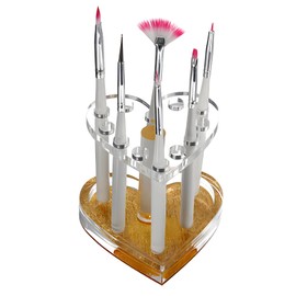 YOFAN Heart-Shaped Acrylic Organizer - 12-Hole Makeup Brush & Pen Holder for Vanity or Desk