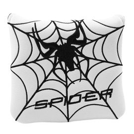 VOANZO Golf Club Putter Head Cover Black And Red Spider Embroidery Golf Club Square Mallet Putter Head Cover Golf Club Putter Head Cover Magnetic Golf Head Cover White