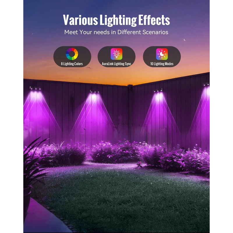 Solar Outdoor Fence Lights Solar Powered 12 Pack, Upgraded 50LM