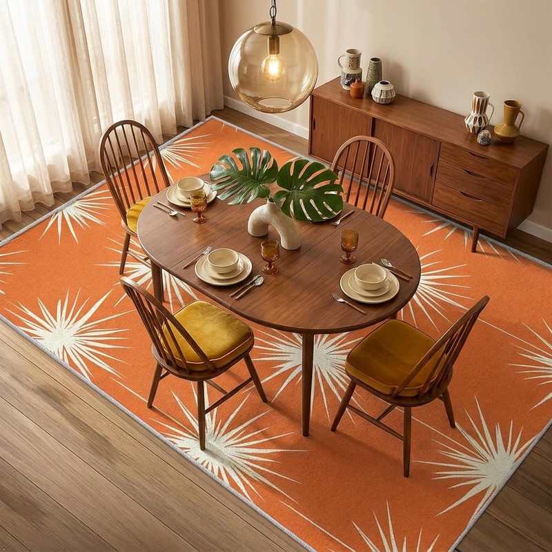 Orange Atomic Throw Rugs for Entryway 2x3