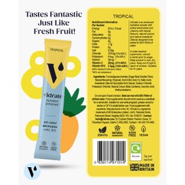 ViDrate Electrolytes Powder - Hydration Sachets Packed with Vitamins - Zero Sugar Rehydration Sachet with No Artificial Sweeteners & Preservatives by ViDrate - Tropical Large Pack, 20 Electrolytes Sachets