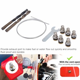 LOCADENCE Fuel Gas Can Vent Caps, 6 Vent Valve Gas Can Replacement Vent Plug Gas Jug Vent Caps with Drill Bit, Metal Gas Can Replacement Vent Plug for Faster Flow