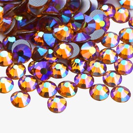 Hotfix Rhinestones Flatback Glass Rhinestone 6000PCS SS6 1.9-2.0MM Round Gems for Nails Art Glitter Crystals Stone DIY Bags Clothes Shoes (Amber Yellow AB)