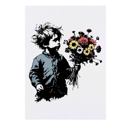 'Boy With Bouquet' Temporary Tattoo - Water Resistant, Skin-Safe, Non-Toxic Transfer (TO00075425)