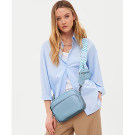 GASSDA Women's Crossbody Bag, Small Shoulder Bag, Women's Wide Strap, PU Leather Handbag with Removable Shoulder Strap, B-Ice Blue, 当代