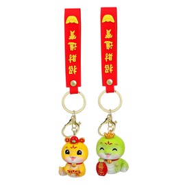 SAFIGLE 2 Pcs Zodiac Animal Charms Adorable Snake Keychains for Car Keys Backpacks Spring Festival Celebrations Unique Hanging Decor Creative for Year Joy