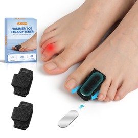 JWHOO Hammer Toe Straightener Splint Corrector - 2 Pcs Hammer Toe Corrector Toe Splints For Women & Men, Toe Corrector For Realign Bent, Curled, Crooked, Claw, Hammer Toes - Black