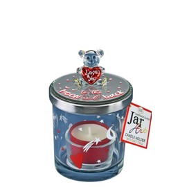 Glass Baron Candle Jar 4.5" Tall Moon and Back Bear