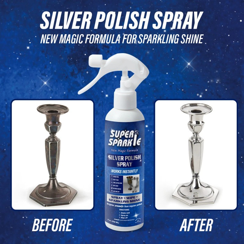 SUPER SPARKLE Silver Polish Cleaner Spray 8 Oz - Instant