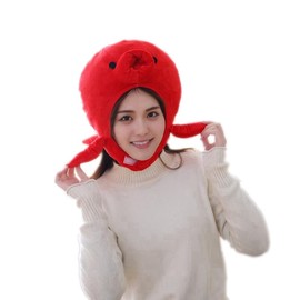 Bestmaple Cotton Red Octopus Cap Cosplay Hat Headwear Mask Animal Photography Party