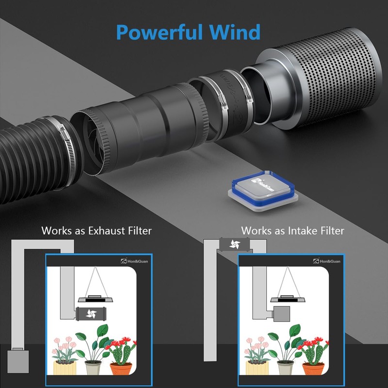 Hon&Guan 4 Inch Inline Booster Duct Fan with Speed Controller