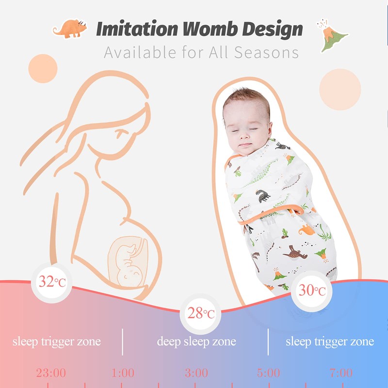 3-Pack Baby Swaddle Sleep Sacks - Newborn Swaddle Sack 0-6
