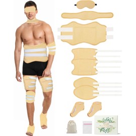 Castor Oil Pack Wrap for Men, 11 PCS Organic Castor Oil Wrap for Entire Body Plus Size Flannel Cotton Castor Oil Pads for Eyes Stomach Knees Legs Feet, Reusable
