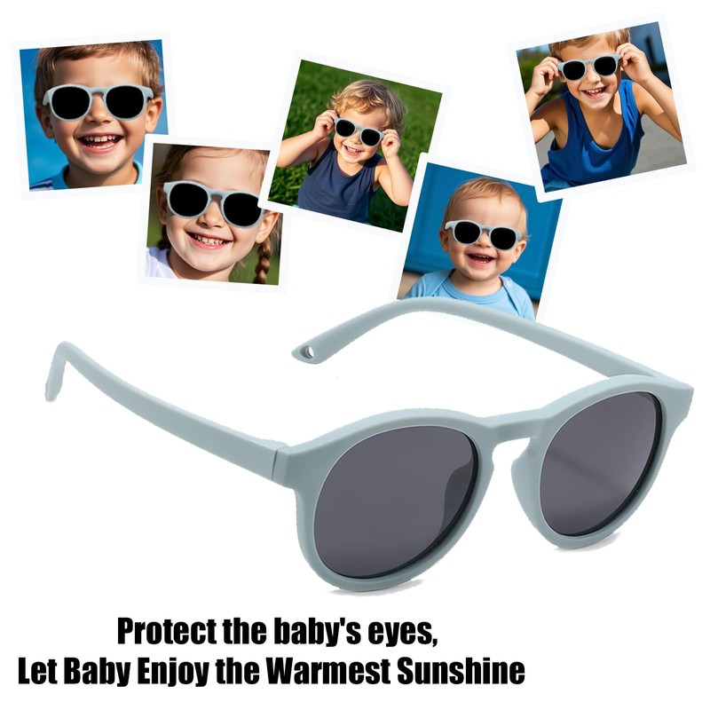 VVQWCY Baby Sunglasses, Adjustable with Strap, Children's UV400 Protection Sunglasses,