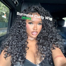 Factory Price Headband Wig / V Part U Part Half Wigs 3 in 1 Wig Vendor Glueless Indian Curly Burmese Curly Human Hair Wigsstyle: U / V part WIg, color: Burmese Curly Wig, stretched length: 18 in, Lace Size: None Lace