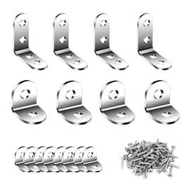 Angle Brackets, Brackets, 16 Pcs L Brackets for Wood with 40 Pcs Screws for Wood Fixation, Galvanised Steel Corner Brackets for Wood for Fixing Repairing Furniture Shelves Windows and Cabinets