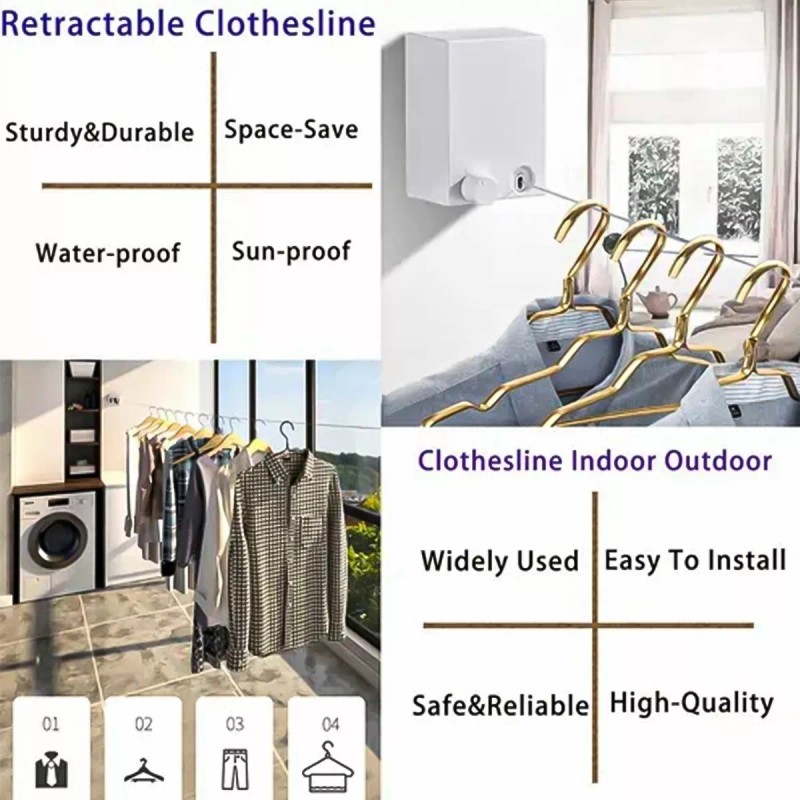 Dolores Tendedero Acero Inoxidable Retráctil Interiores Y Exteriores