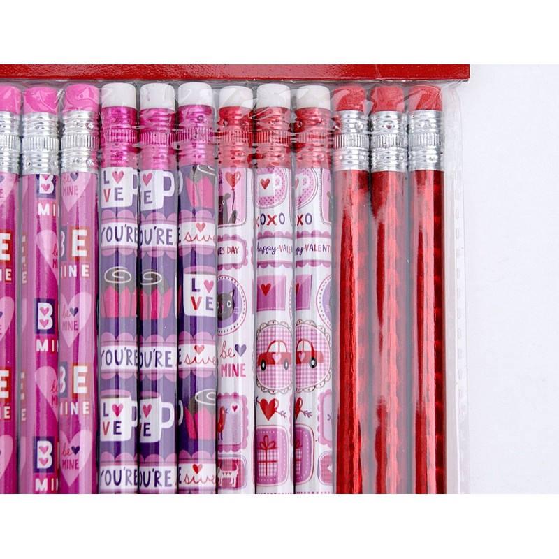 Valentine Pencils School Favors - 24 Pencils (Styles Vary)