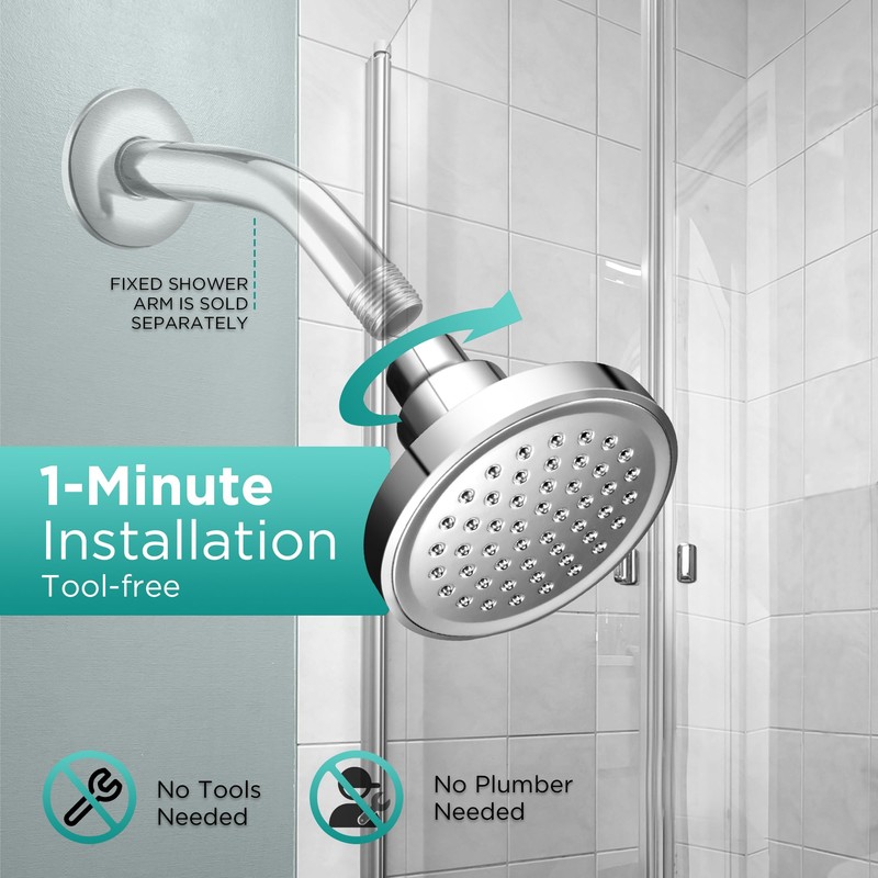 Rainfall Shower Head Fixed Showerhead 3.8-Inch Small Round Bathroom Rainhead