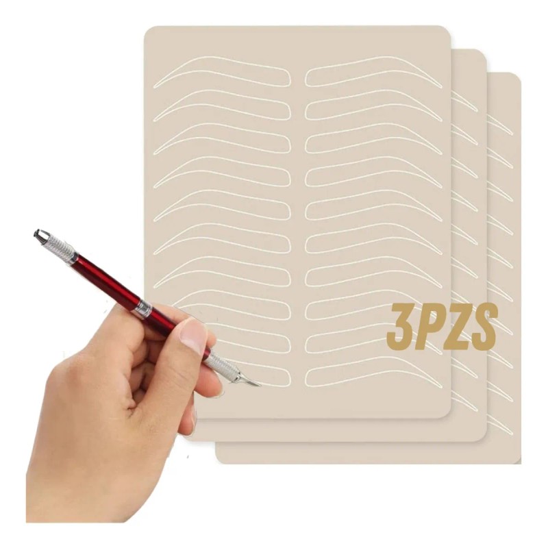 3 Piel Sintética Práctica Microblading Diseño Ceja Sin Tinta