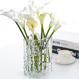 Aoderun Glass Vase Crystal Vase Heavy Duty Large Flower Vase for Dining Table Kitchen Office Home Shelf Wedding Living Room Centerpieces(Clear)