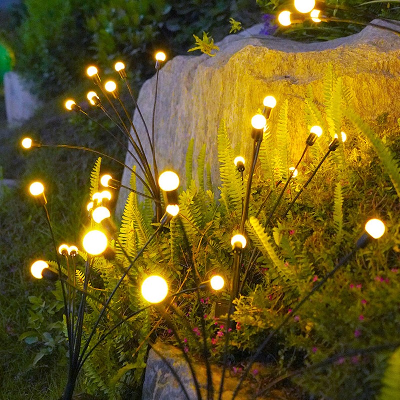 Solar firefly warm light 6-head ground lamp 4 packs Fireflies