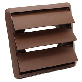 Kair Brown Gravity Grille 155mm External Dimension with 125mm - 5 inch Round Rear Spigot and Not-Return Shutters - Ducting Air Vent