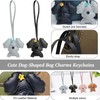 Dog-Shaped Bag Charms Keychains - Set of 2, PU Leather,