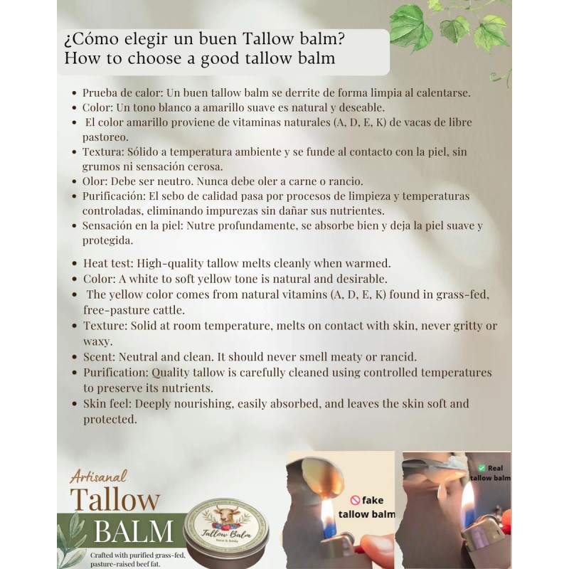 Tallow Balm | Bálsamo Artesanal | Blasamo De Cebo De
