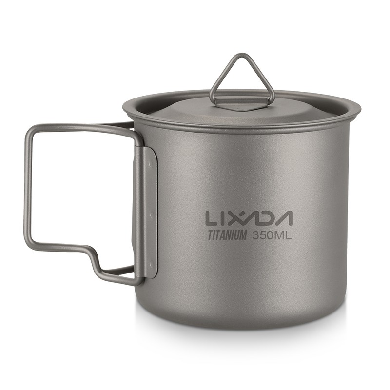 Lixada Lightweight Titanium 3 Pieces Set Titanium 750ml Pot 350ml