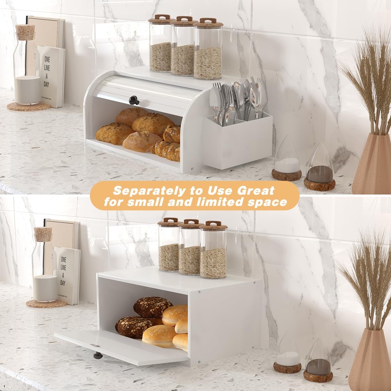 TQVAI Bread Box for Kitchen Countertop, Double Layer Bread Boxes,