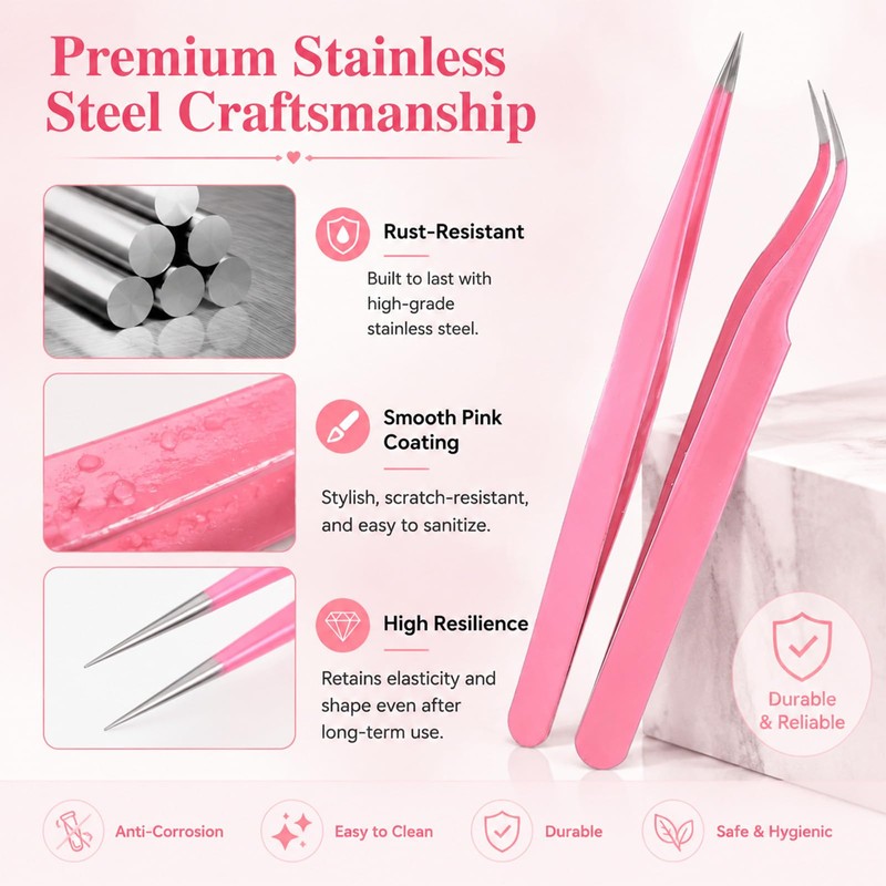Eyelash Extension Tweezers,lash Tweezers,Eyelash Tweezers,Pack of 2