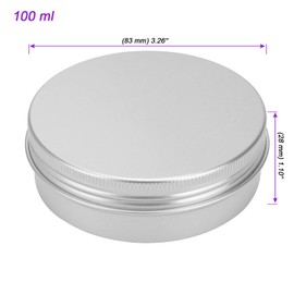 JOIKIT 24 Pcs 100ml Aluminum Tin Cans with Lids, 3.3oz Silver Aluminum Tin Jars, Round Empty Aluminium Containers with Screw Lid for Lip Balm, Cream, Mini Candles