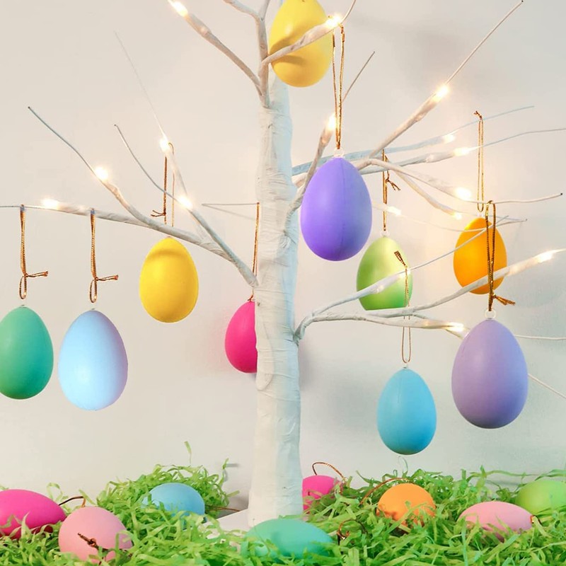 Ostereier zum Aufhängen, Handbemalte Osterdeko in tollen Farben, Kunststoff Osterei