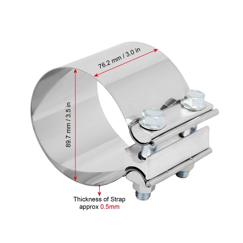 3.5 Inch 3.5" Butt Joint Exhaust Band Clamp Sleeve Stainless