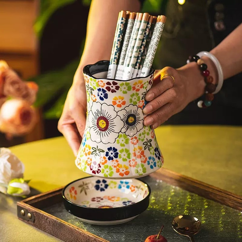 WAYUTO Ceramic Kitchen Utensil Holder Multi-Functional Large Capacity Utensil Storage