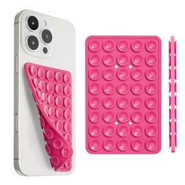Upgraded SUCKY Double Sided Suction Phone Octo Cup Buddy Mount - Anti-Slip Holder - Sticky Grip for Selfies, Videos (Hot Pink)