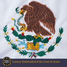 Homissor Mexican Flag 5x8 Made in USA Bandera de Mexico Flags Embroidered the National Coat of Arms MX Banner Outdoor