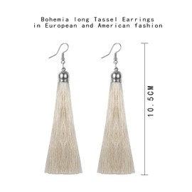 Flongo Boho Tassel Earrings Hanging: Women's with Long Large Tassels Tassel Black Blue Red White Brown Colourful Bohemian Style Stud Earrings Charm Pendant Dangle Earrings Multicoloured for Women