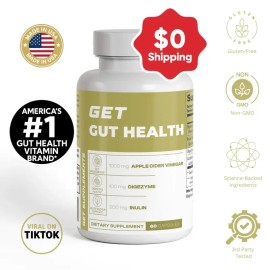 GET Gut Health - 1000mg Apple Cider Vinegar, 200mg Inulin, 60 Capsules, Gluten-Free, Non-GMO, Made in USA, Healthcare Supplement for Digestive Support