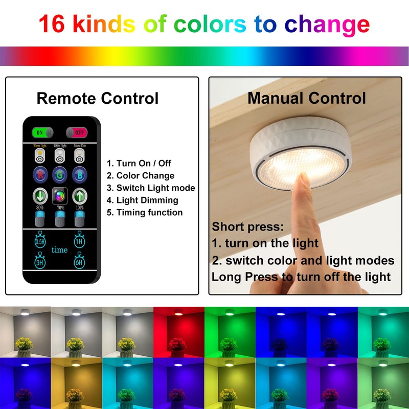 Onumii LED Puck Lights Battery Operated LED Under Cabinet Lighting