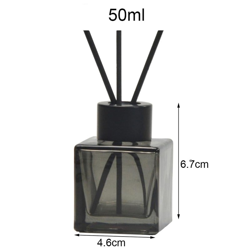 2PCS 50ml/1.7oz Glass Diffusers Bottle Diffuser Jar Empty Small Square-Shaped
