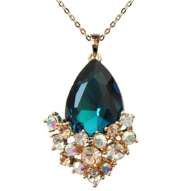 Navachi Collar con colgante de circonita multicolor chapada en oro de 18 quilates, 40,6 cm + 5 cm, circonita