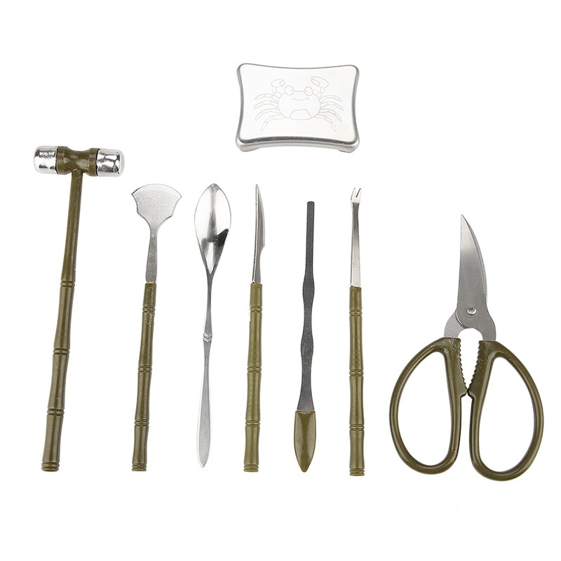 8PCS Lobster Crab Cracker Tools Stainless Steel Seafood Claw Tool