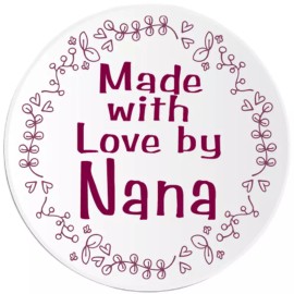Kiwi Gifts Made With Love by Nana - 3 Pack Circle Stickers 3 Inch - Gift Present