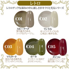 NailRecipe Nail Gel Nail Color Gel, Set of 5 Colors, Cute Like Flowers (Retro C1-5)