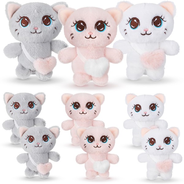 Zomiboo 9 Pcs Cat Stuffed Animals Bulk Mini Plush Cat